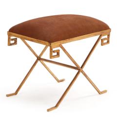 Gilt Iron Bench Upholstered in New Cowhide Contemporary  - 4739675
