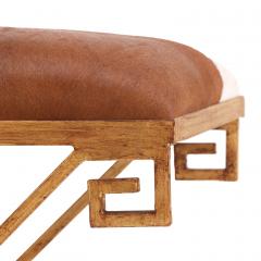 Gilt Iron Bench Upholstered in New Cowhide Contemporary  - 4739677