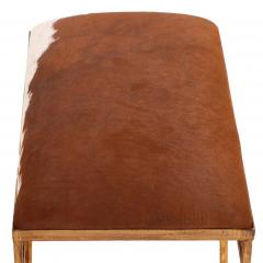 Gilt Iron Bench Upholstered in New Cowhide Contemporary  - 4739678