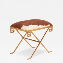 Gilt Iron Bench Upholstered in New Cowhide Contemporary  - 4740309