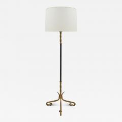 Gilt Iron and Black Leather Standing Lamp - 3907503