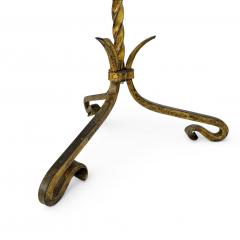 Gilt Iron and Leather Standing Lamp Spain 1970s - 4509160