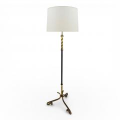 Gilt Iron and Leather Standing Lamp Spain 1970s - 4509280