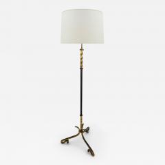 Gilt Iron and Leather Standing Lamp Spain 1970s - 4509281