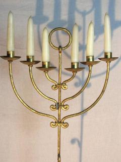 Gilt Iron and Marble Floor Candelabra Spain 1970 - 574471