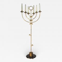 Gilt Iron and Marble Floor Candelabra Spain 1970 - 618914