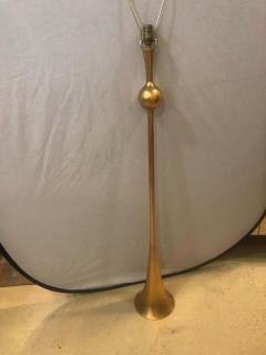 Gilt Metal Hollywood Regency Style Trumpet Standing or Tall Floor Lamp - 1287820