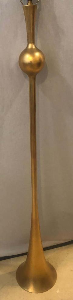 Gilt Metal Hollywood Regency Style Trumpet Standing or Tall Floor Lamp - 1287824