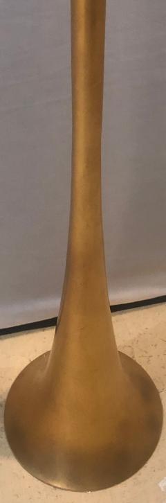 Gilt Metal Hollywood Regency Style Trumpet Standing or Tall Floor Lamp - 2944815