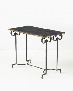 Gilt Metal Wrought Iron and Mirrored Glass Side Table Console Italy c 1940 - 4083486