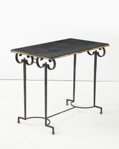 Gilt Metal Wrought Iron and Mirrored Glass Side Table Console Italy c 1940 - 4083487