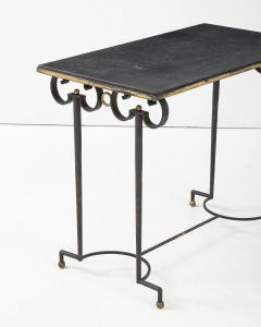 Gilt Metal Wrought Iron and Mirrored Glass Side Table Console Italy c 1940 - 4083489