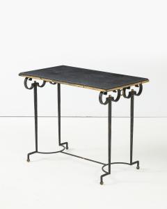 Gilt Metal Wrought Iron and Mirrored Glass Side Table Console Italy c 1940 - 4083492