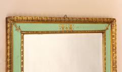 Gilt Mid Century Venetian Wall Mirror With Turquoise Pattern IT ca 1960 - 4333601