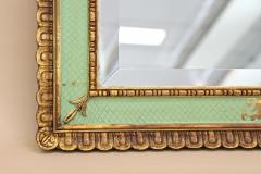 Gilt Mid Century Venetian Wall Mirror With Turquoise Pattern IT ca 1960 - 4333605