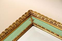 Gilt Mid Century Venetian Wall Mirror With Turquoise Pattern IT ca 1960 - 4333606