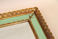 Gilt Mid Century Venetian Wall Mirror With Turquoise Pattern IT ca 1960 - 4333607