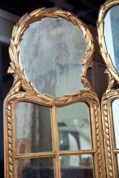 Gilt Mirrored Back Three Panel Louis XVI Style Folding Screen Gilt Gold Finish - 3013252
