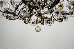 Gilt Tole Italian Chandelier Decorated in Clear and Amber Crystal Flowers - 2281617