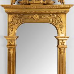 Gilt Wood Wall Mirror with Eagle Pediment - 1399204