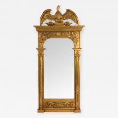 Gilt Wood Wall Mirror with Eagle Pediment - 1403267