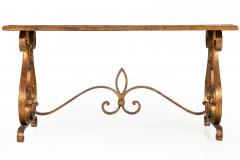 Gilt Wrought Iron Cocktail Coffee Table manner of Raymond Stubes ca 1940s - 4502238