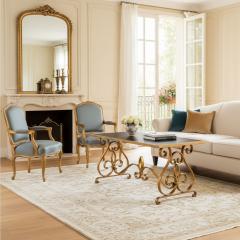 Gilt Wrought Iron Cocktail Coffee Table manner of Raymond Stubes ca 1940s - 4502239