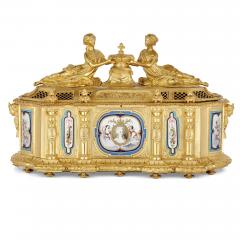 Gilt bronze and S vres style porcelain Louis XVI style casket on stand - 1954709