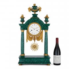 Gilt bronze and malachite Louis XVI clock - 3782299