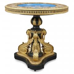 Gilt bronze and porcelain Louis XVI style circular side table - 2073955