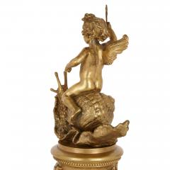 Gilt bronze cylindrical mantel clock with emblems of love - 2805305