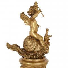 Gilt bronze cylindrical mantel clock with emblems of love - 2805306