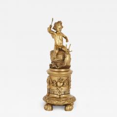 Gilt bronze cylindrical mantel clock with emblems of love - 2813075