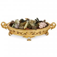 Gilt bronze jardini re with hardstone fruits - 3326214
