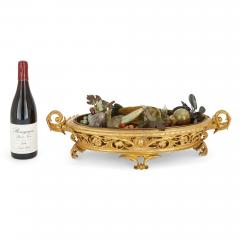 Gilt bronze jardini re with hardstone fruits - 3326217