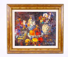 Gilt wood frame Christo Charpides Greek 1902 1992 Still life Flowers fruit - 3283203