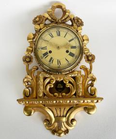 Giltwood Cartel Wall Clock Complete Original Key Enameled Face Pendulum - 4421739