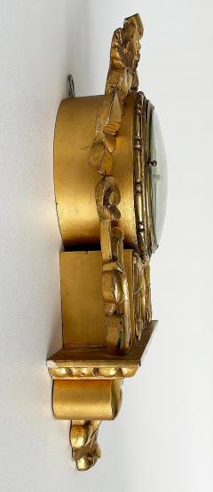 Giltwood Cartel Wall Clock Complete Original Key Enameled Face Pendulum - 4421763