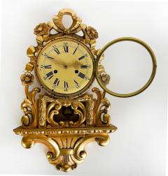 Giltwood Cartel Wall Clock Complete Original Key Enameled Face Pendulum - 4421783