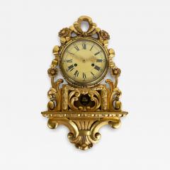 Giltwood Cartel Wall Clock Complete Original Key Enameled Face Pendulum - 4426662