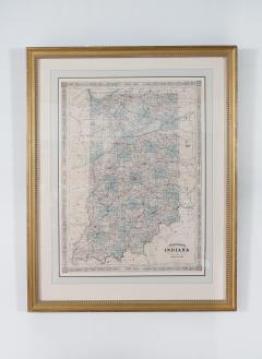 Giltwood Framed Matted Library Study Room Map Indiana - 1347591