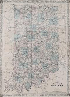 Giltwood Framed Matted Library Study Room Map Indiana - 1349483