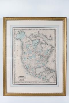 Giltwood Framed Matted Map North America - 1347627