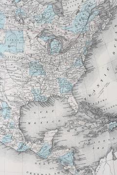 Giltwood Framed Matted Map North America - 1347633