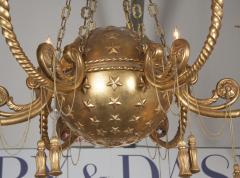 Giltwood Globe and Star Form Chandelier - 2117516