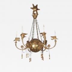 Giltwood Globe and Star Form Chandelier - 2120274