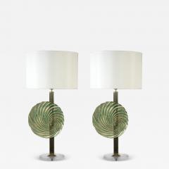 Gino Cenedese Pair of brass lamps with Murano Glass discs - 1030203