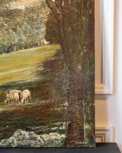 Gino Federici Shepherd with Flock Oil on Canvas Signed 20th Century - 4577665