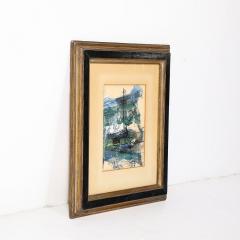 Gino Hollander Mid Century Ink Acrylic Abstracted Painting of Sailboat by Gino Hollander - 3899314