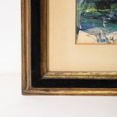 Gino Hollander Mid Century Ink Acrylic Abstracted Painting of Sailboat by Gino Hollander - 3899327